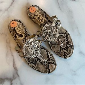 SAM EDELMAN Circus Cherri Medallion Snake Python Print  Flat Sandals